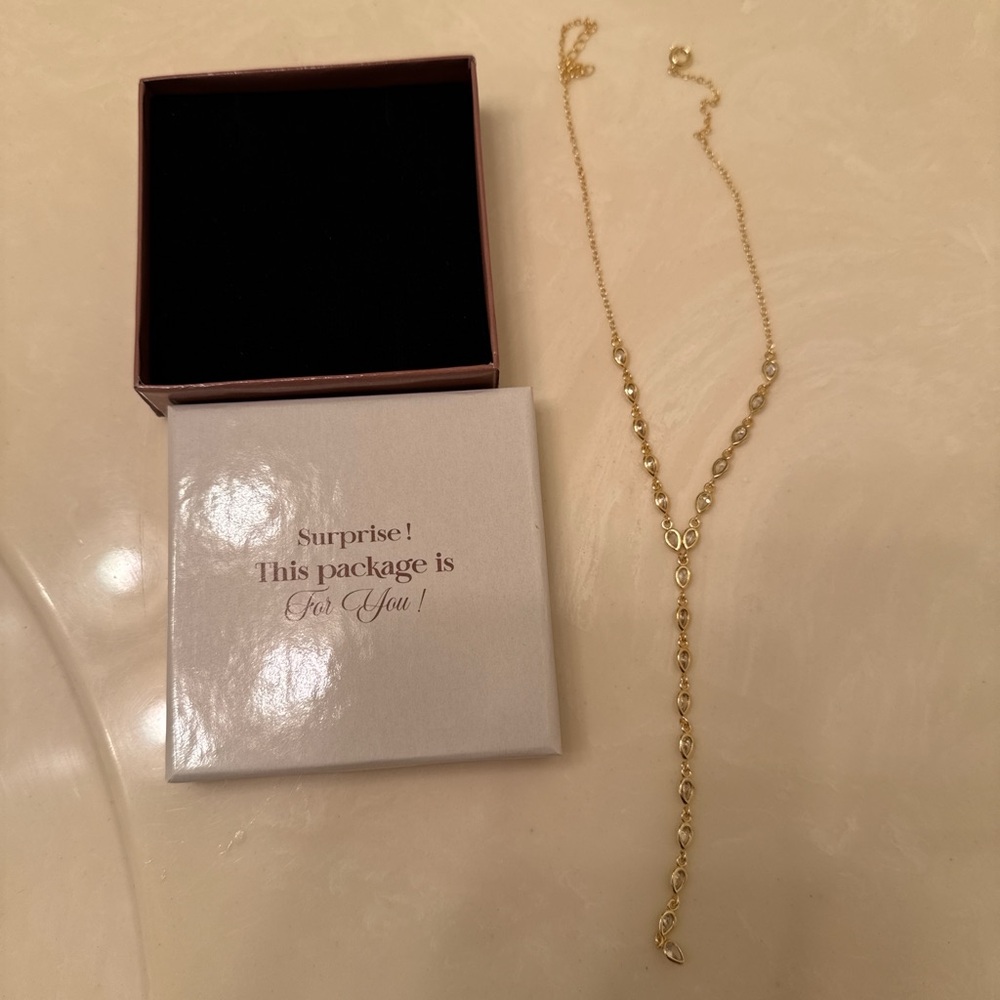 18k gold plated lariat necklace